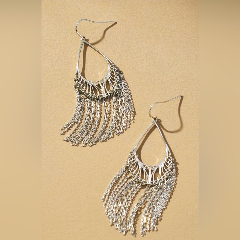 Anthropologie Western Fringe Drop Earrings NWT